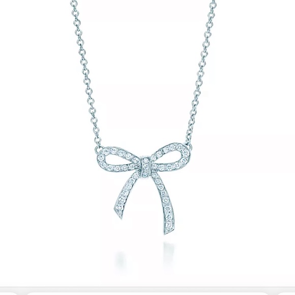 Tiffany diamond bow necklace Clearance